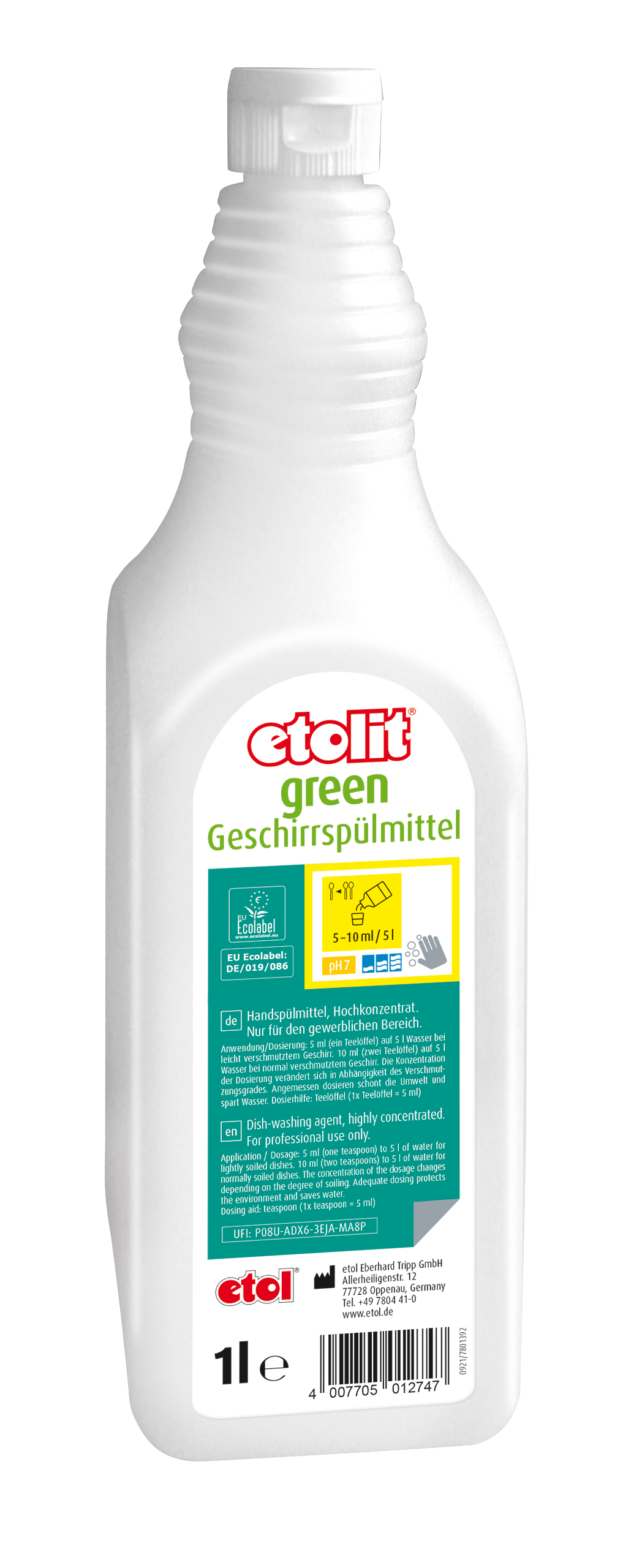 etolit green Geschirrspülmittel 4 x 1 L Flasche
